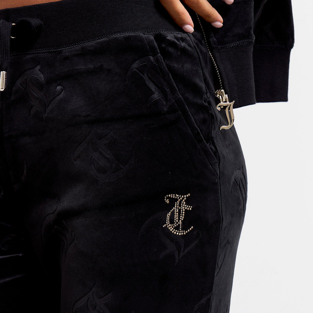 Black JUICY COUTURE Velour Monogram Track Pants