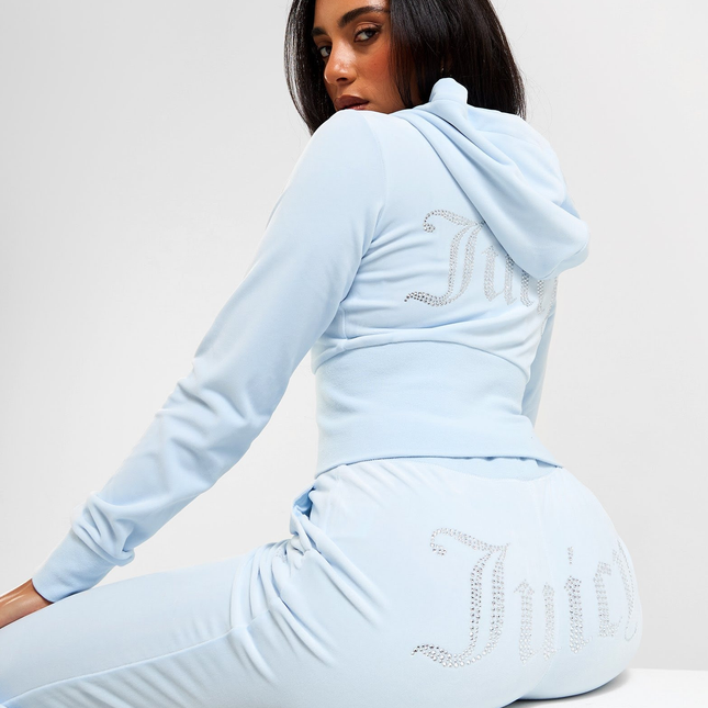 JUICY COUTURE Diamante Velour Track breeze blue Size - XL