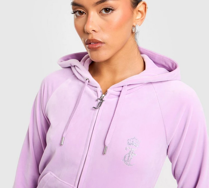 JUICY COUTURE Velour Full Zip Hoodie Size - Small