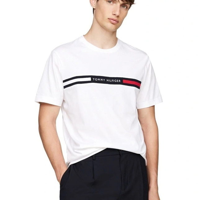 Crew Neck Logo Panel T-shirt in White