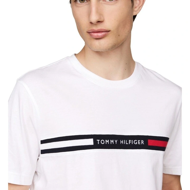 Crew Neck Logo Panel T-shirt in White