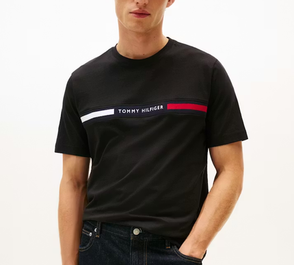 Crew Neck Logo Panel T-shirt in black Size - Large