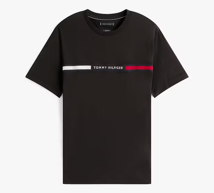 Crew Neck Logo Panel T-shirt in black Size - Large