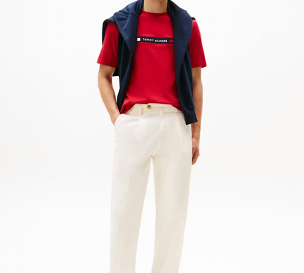 Crew Neck Logo Panel T-shirt in red Size - Medium