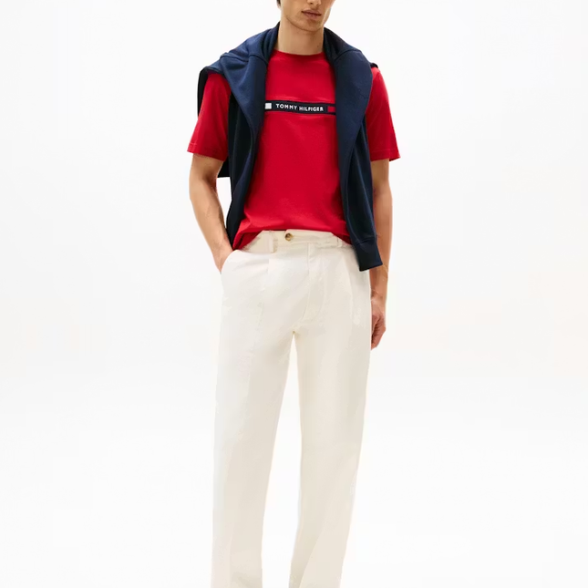 Crew Neck Logo Panel T-shirt in red Size - Medium