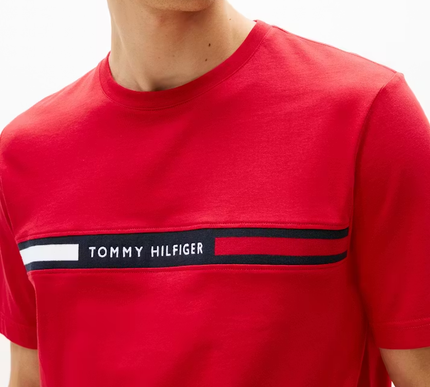 Crew Neck Logo Panel T-shirt in red Size - Medium