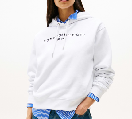 Tommy Hilfiger Logo Embroidery Hoodie - white