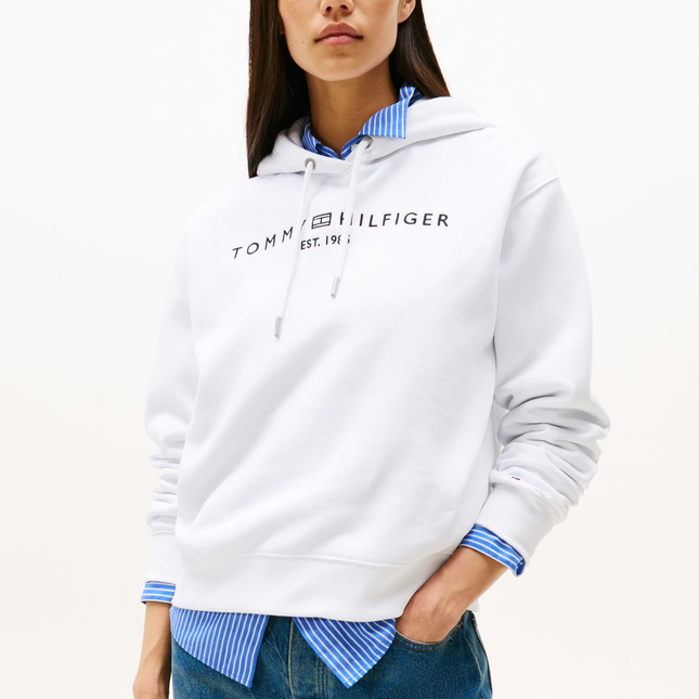 Tommy Hilfiger Logo Embroidery Hoodie - white