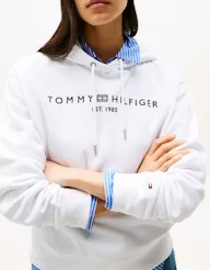 Tommy Hilfiger Logo Embroidery Hoodie - white