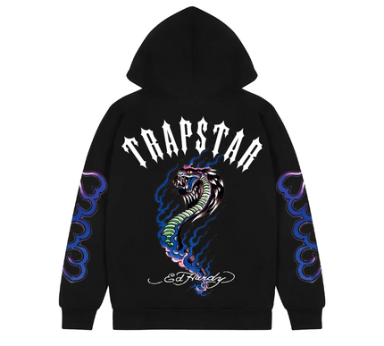 Trapstar X Ed Hardy Flame Snake Hoodie - Black Size - Medium