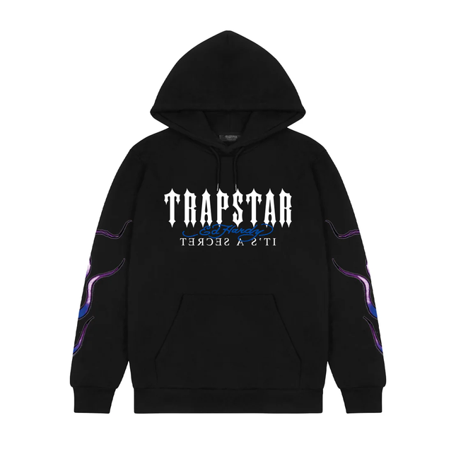 Trapstar X Ed Hardy Flame Snake Hoodie - Black Size - Medium