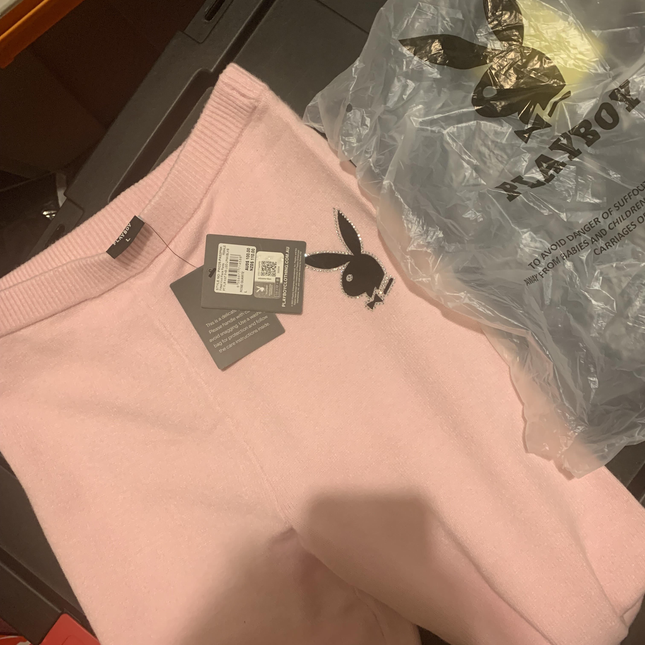 Playboy Pink Flared diamante leggings