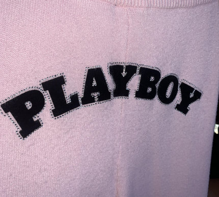 Playboy Pink Flared diamante leggings