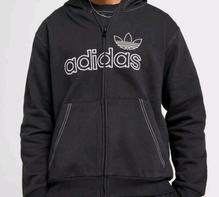 Adidas Full Zip Stitch Hoodie Black Men Size - Small