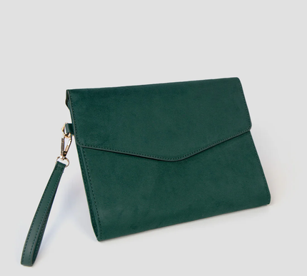 Guess Green suede wristlet