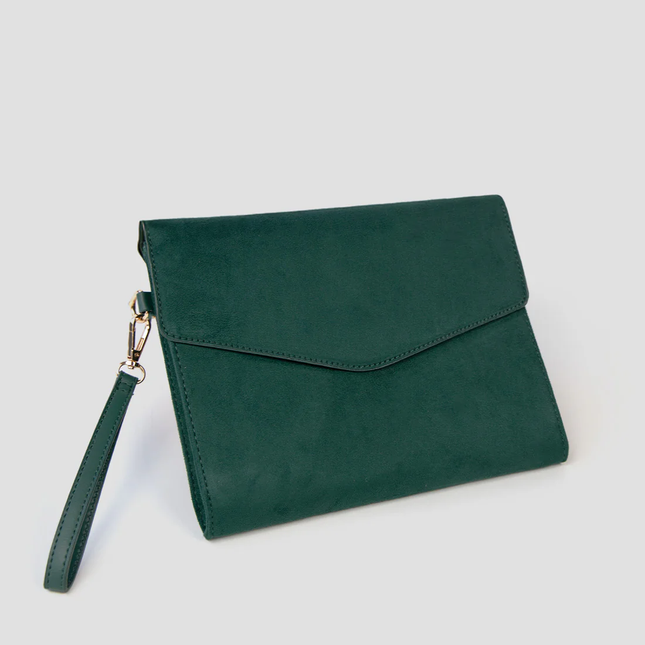 Guess Green suede wristlet