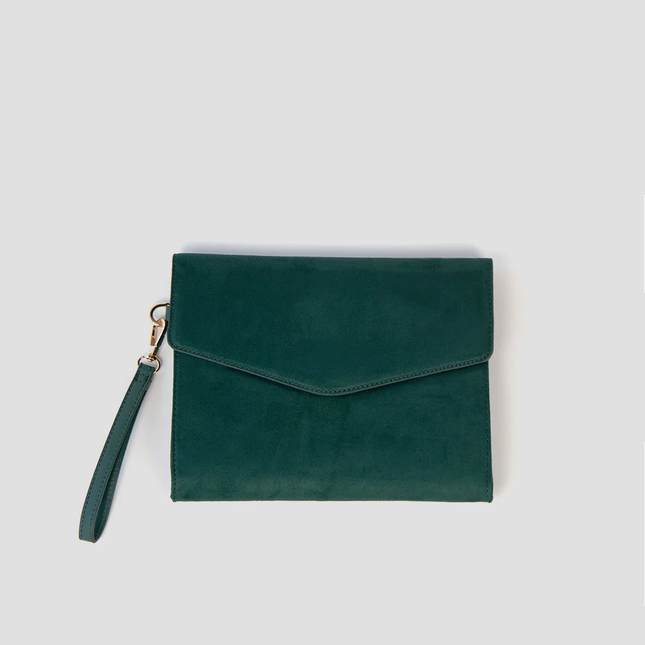 Guess Green suede wristlet