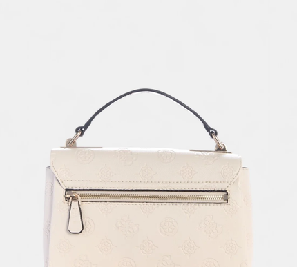 GUESS White logo tisha top handle flap bag
