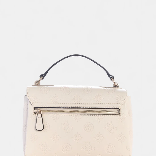 GUESS White logo tisha top handle flap bag