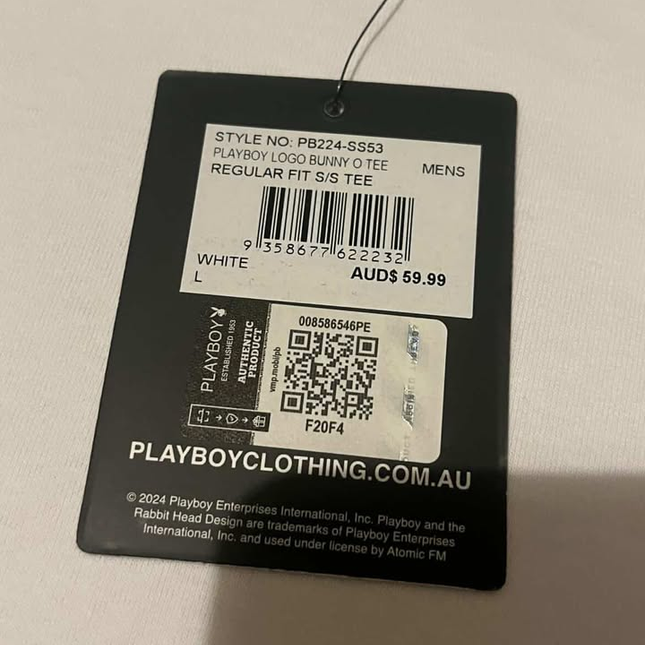 PLAYBOY White tee black logo - L