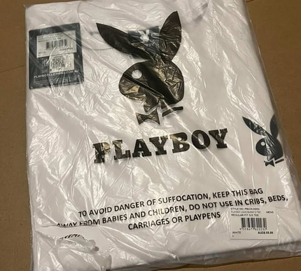 PLAYBOY White tee black logo - L