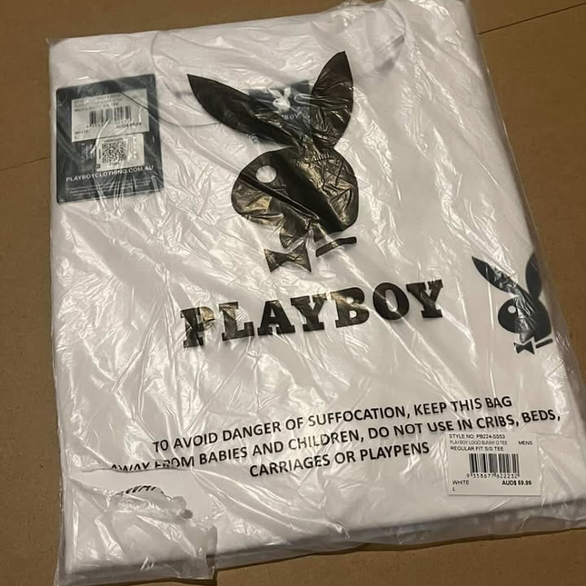 PLAYBOY White tee black logo - L