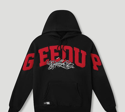 Geedup Team Logo/Handstyle Hoodie Black/Red large