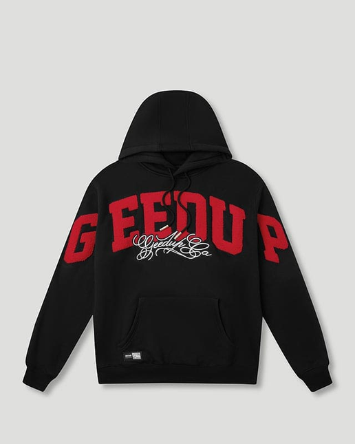 Geedup Team Logo/Handstyle Hoodie Black/Red large
