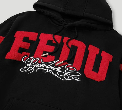 Geedup Team Logo/Handstyle Hoodie Black/Red large