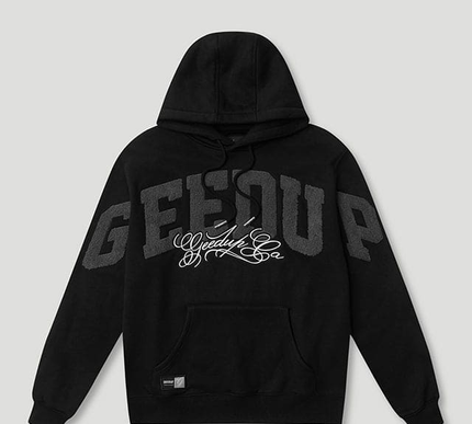 Geedup Team Logo Cursive Hoodie Black/Grey Large